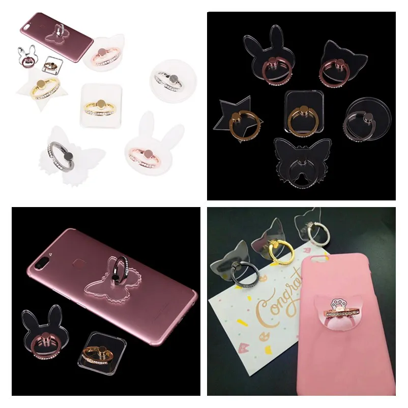 1 шт. Прозрачный Кристалл Бабочка кольцо держатели для телефонов 360 градусная