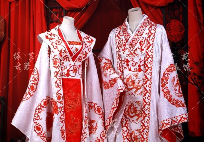 2 set embroidery ТВ-игра великая императрица Тан-Ву зетян актриса костюм изящная вышивка с великолепным длинным хвостом императора и костюм императрицы - Цвет: 2 set embroidery