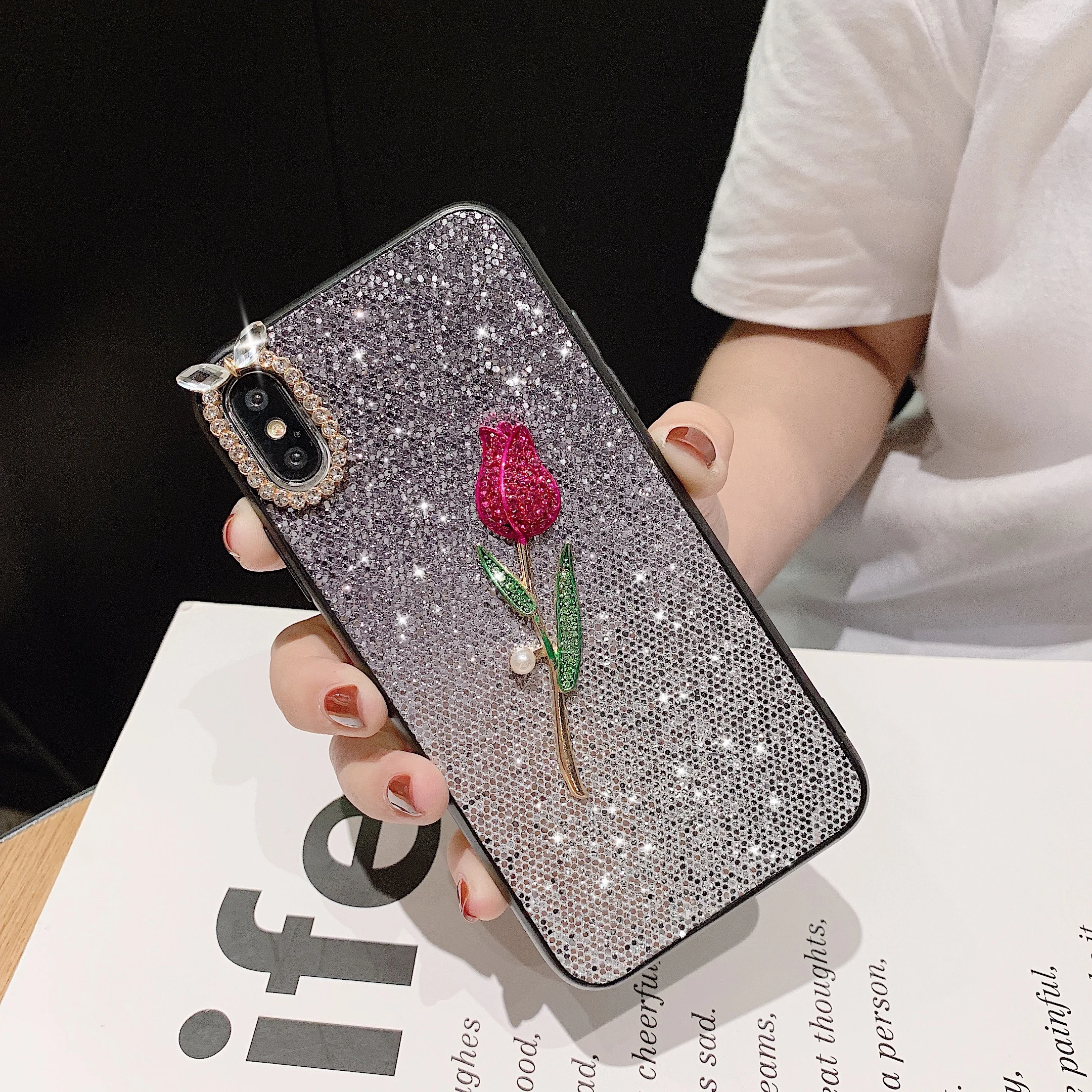 Casyva блестящий чехол для телефона Iphone X XR XS MAX Алмазный Розовый Жесткий Чехол 6 7 8 plus