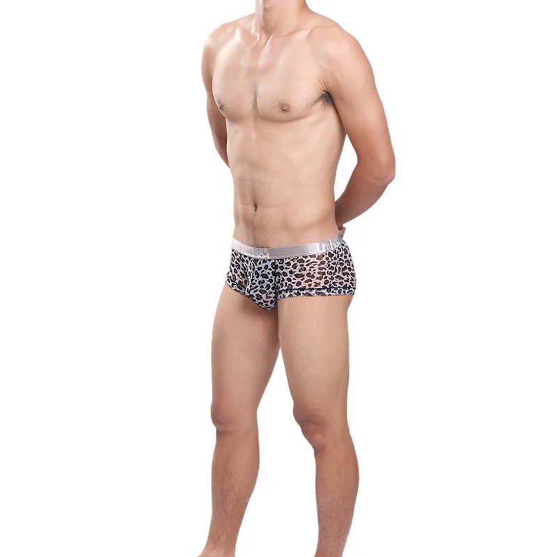 Боксеры мужские с леопардовым принтом пикантное нижнее белье из сетчатой ткани