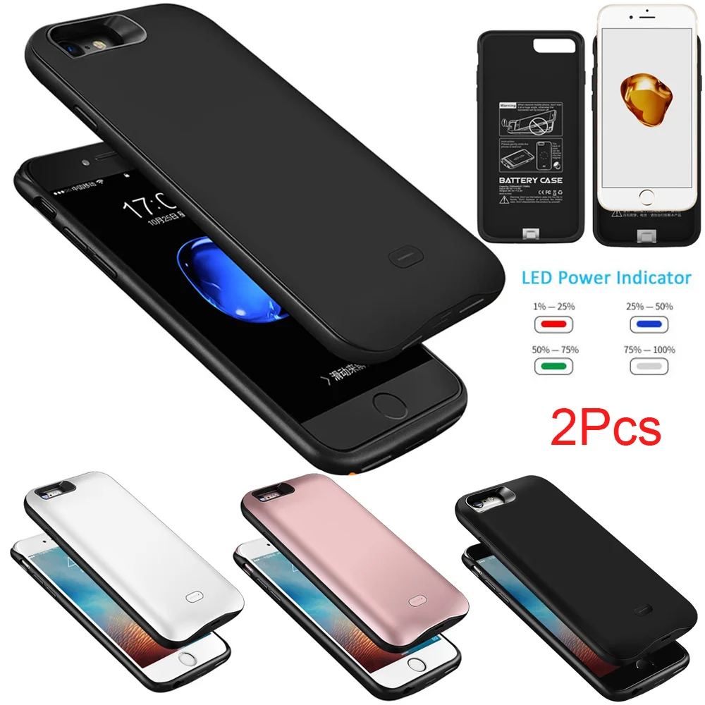 2 шт х Черный Мощность банк Батарея чехол для iPhone 6 S 7 8plus X/Thin1.2CM Thick1.7CM|Чехлы с