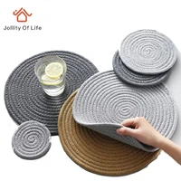 2pcslot table mats for dining table polyester cotton bowl mat placemat heat resistant home plate mat drink coasters