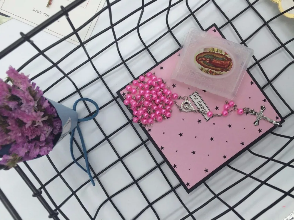 Деревянное ожерелье с изображением Креста Иисуса 12 коробок разноцветные