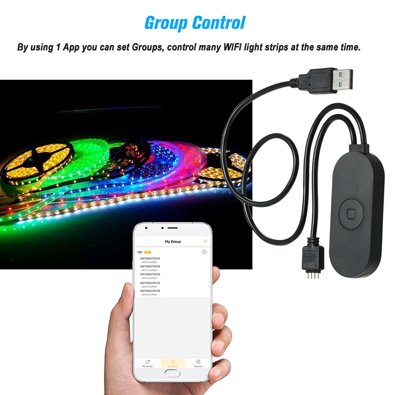 HKZZI USB Светодиодная лента wifi 5050 RGB красочный DC5V водонепроницаемый Совместимость с