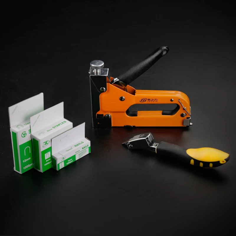

Multitool Nail Staple Gun Furniture Stapler For Wood Door Upholstery Framing Rivet Gun 3-way Manual Heavy Duty Hand Nail Gun