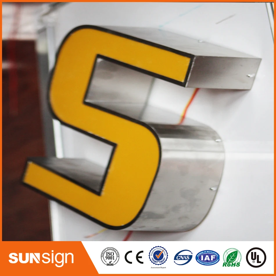 Wholesale LED lighted letter sign Stainless steel 3d channel letters