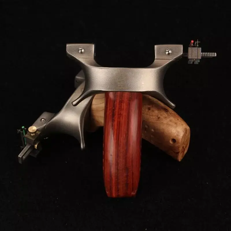 Рогатка охотничья из нержавеющей стали с деревянной ручкой и плоской резиновой