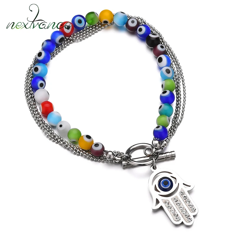 Цепочка с четками Nextvance ручной браслет Фатима Стразы злой глаз подвеска амулетом