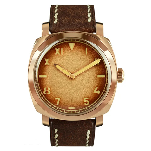 California brown Винтажные бронзовые часы San Martin CuSn8, автоматические часы, наручные часы для дайвинга, Водонепроницаемость 100 м, светящиеся стрелки, самовзводные часы - Цвет: California brown