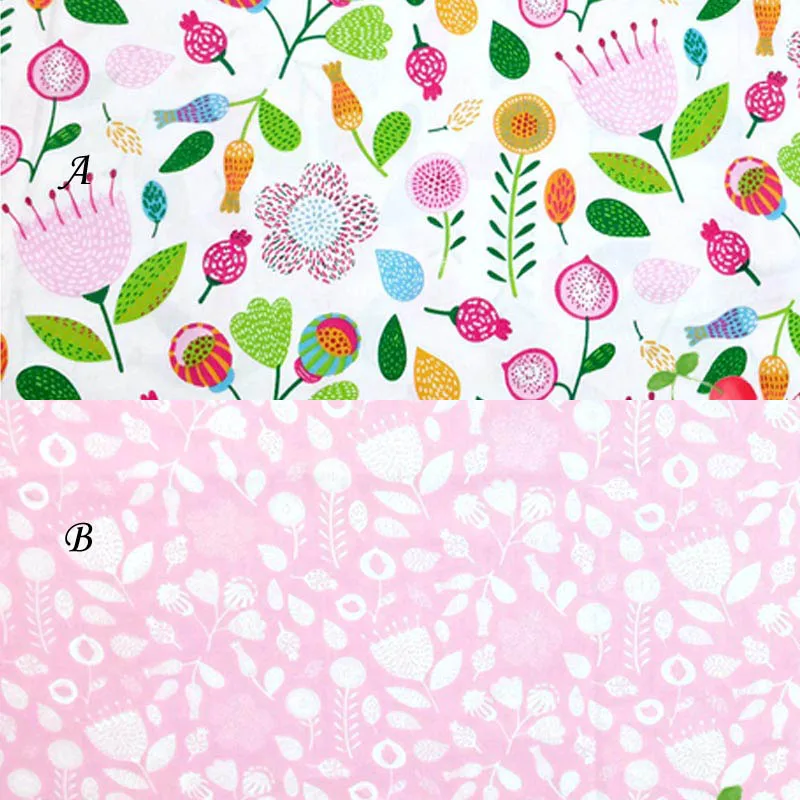 

white pink Dandelion flower twill 100% cotton for KIDS bedding apparel handwork patchwork cloths chic tela tissues fabric buddle