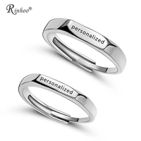 rinhoo 2p stainless steel personality rings for women men jewelry engraved name letters word rings valentines day gift