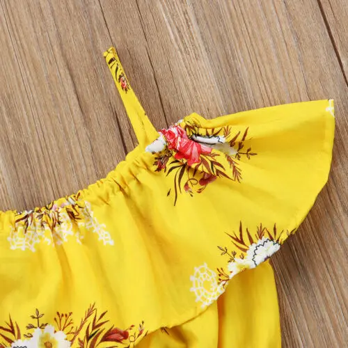 Комплект одежды из 2 предметов для маленьких девочек с открытыми плечами и