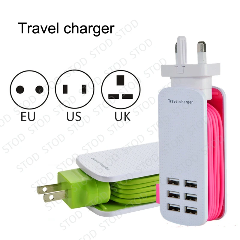 STOD многопортовое зарядное устройство для путешествий 6 USB 30 Вт 1 5 м удлинитель