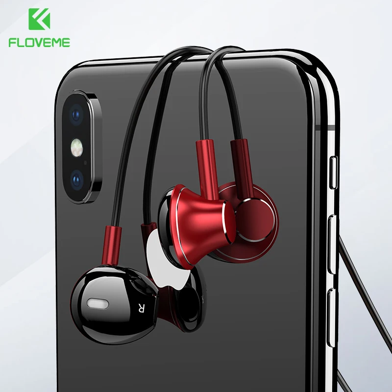 Red FLOVEME B11, магнитные Bluetooth наушники, стерео наушники, беспроводные наушники со встроенным микрофоном для iPhone, Xiaomi, всех смартфонов - Цвет: Red
