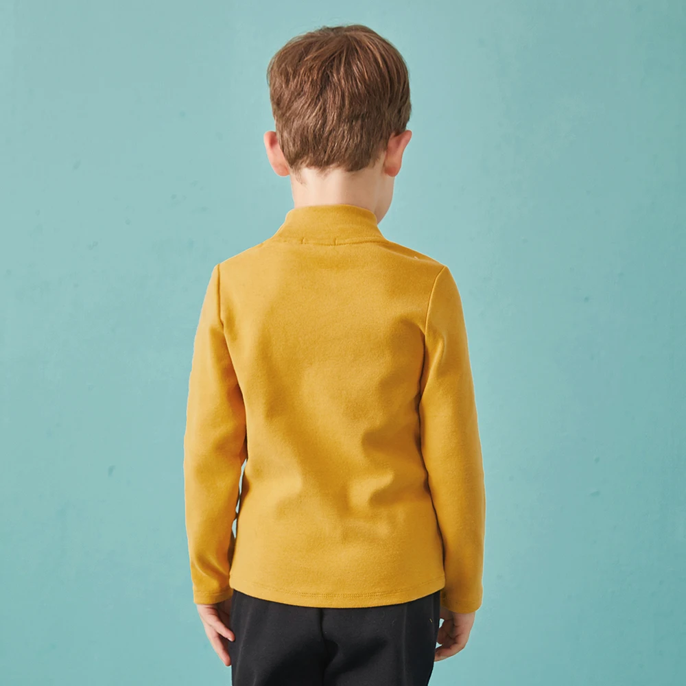 Balabala/зимняя футболка для мальчиков, enfant, свитер с воротником средней длины топы с длинными рукавами для детей ясельного возраста, модные однотонные Топы в полоску