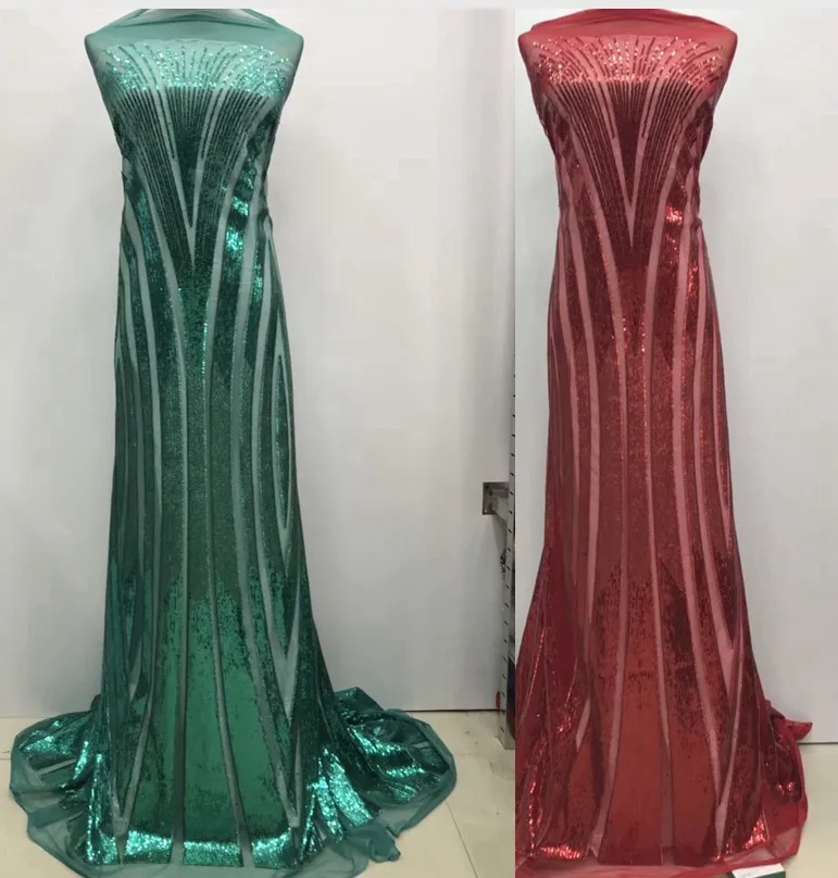 

Sequins Nigerian Lace Fabrics For Wedding African Lace Fabric High Quality French Lace Fabric with Party Dress