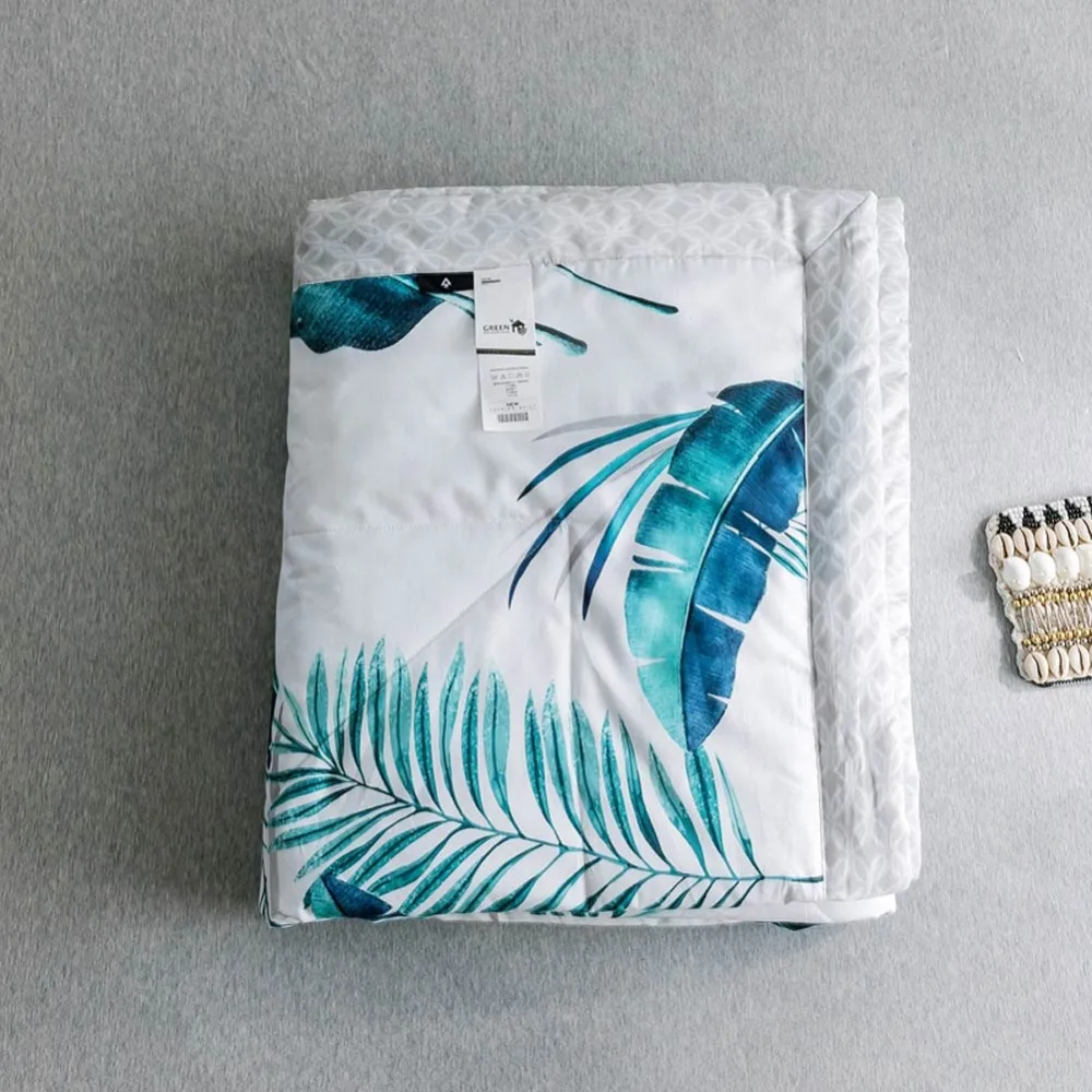 INS/пасторальные листья зеленое стеганое одеяло летнее из хлопчатобумажной ткани