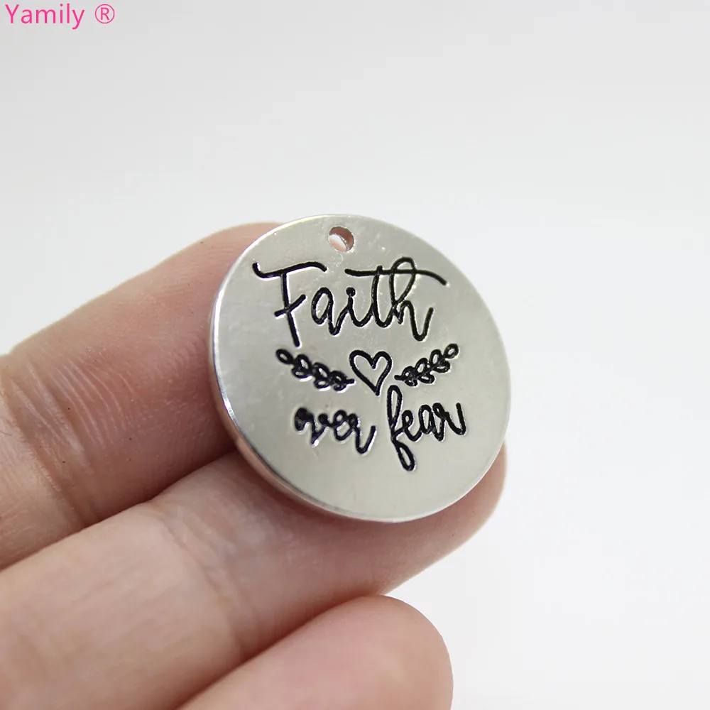 8 шт. 22 мм Шарм подвеска с надписью FAITH love OVER страх для изготовления ювелирных