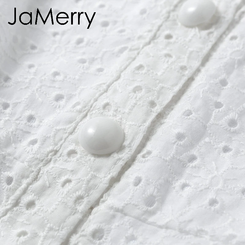 JaMerry винтажное белое хлопковое с вышивкой летнее платье для женщин элегантное