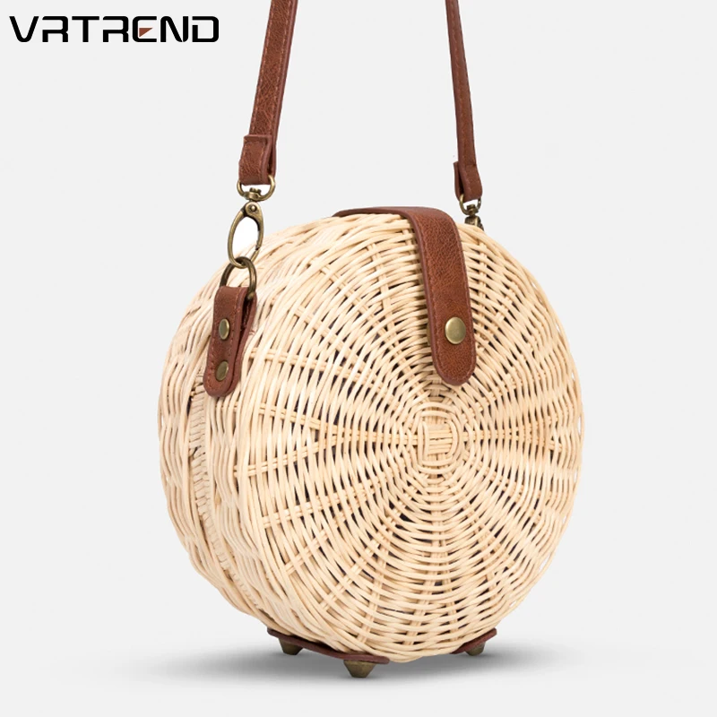 Женская Соломенная Сумка VRTREND пляжная сумка из ротанга винтажная через плечо
