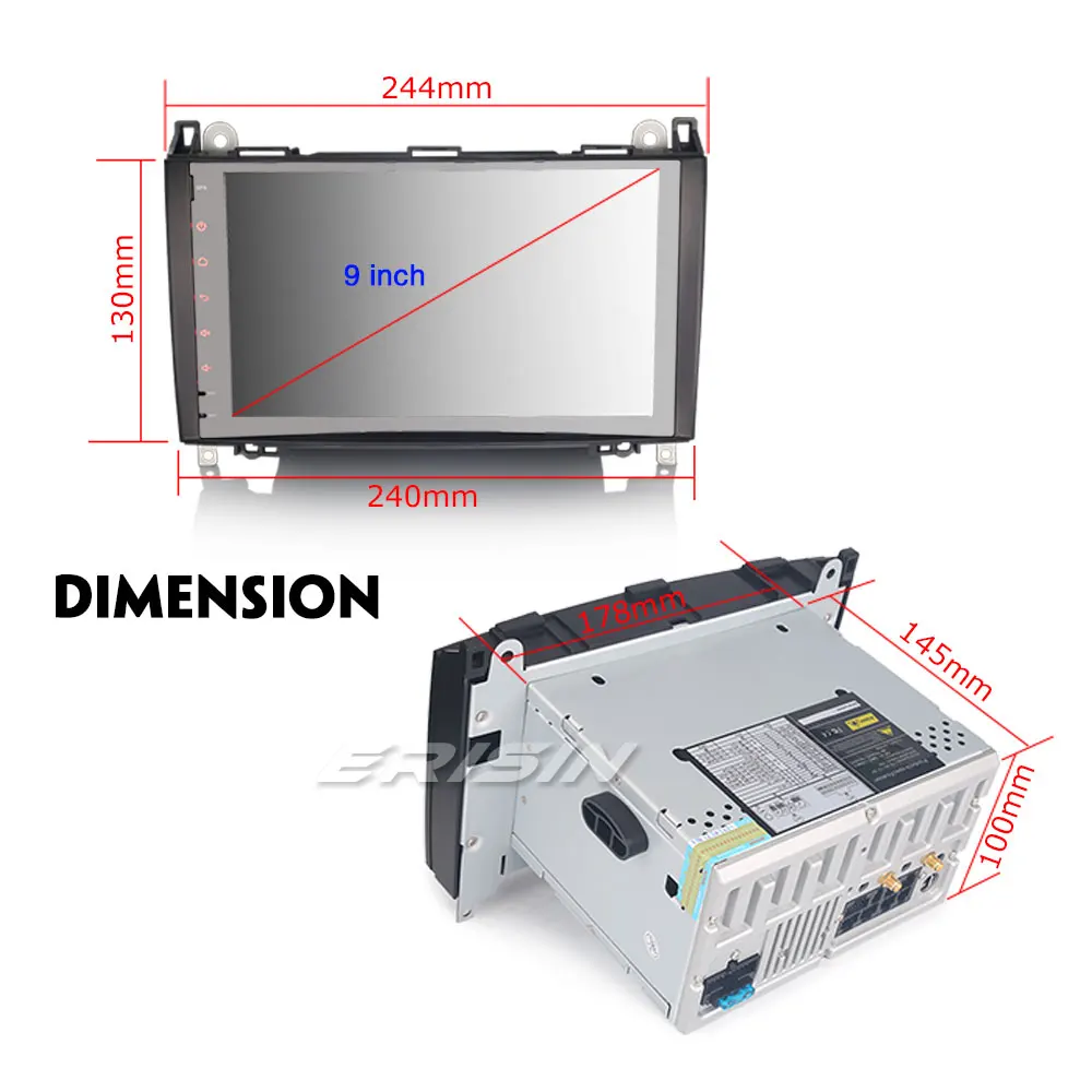 Erisin ES2992B 9 &quotАвтомобильный мультимедийный плеер авто радио Android 0 DAB + DVR OBD GPS для