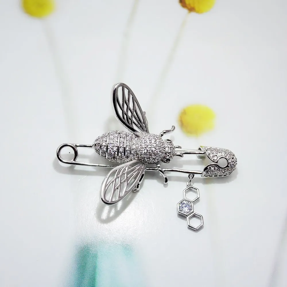 Мода Циркон Винтаж пчела броши для женщин мужчин рубашка галстук воротник штифты
