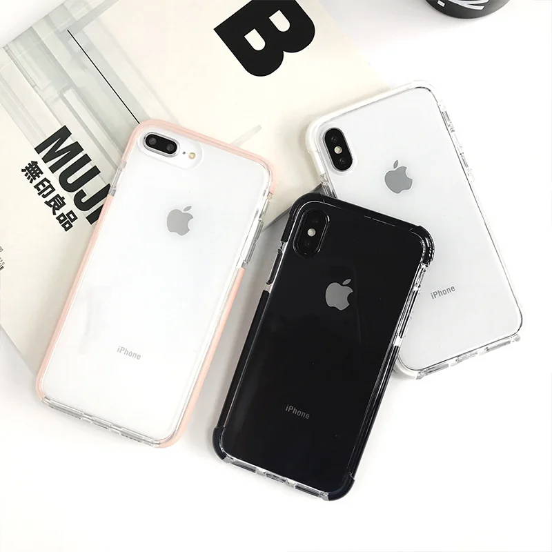 Модный противоударный чехол для iPhone X XR XS Max прозрачный мягкий TPU 6 6s 7 8 plus защитный |