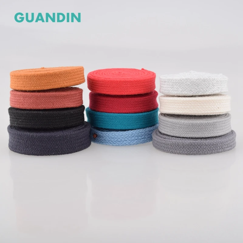 GUANDIN, 12 цветов, хлопковая плоская веревка, ручная работа, плоская хлопковая веревка для сумок, одежды, обуви, брюк, шапок; 12 ярдов/упаковка