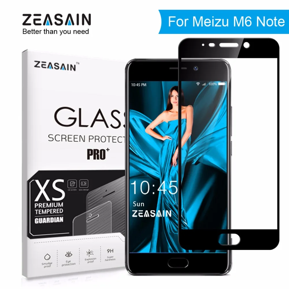 

ZEASAIN Full Cover Screen Protector Tempered Glass for Meizu M6 Note Meilan Note 6 Note6 5.5" 2.5D 9H Toughened Glass Film