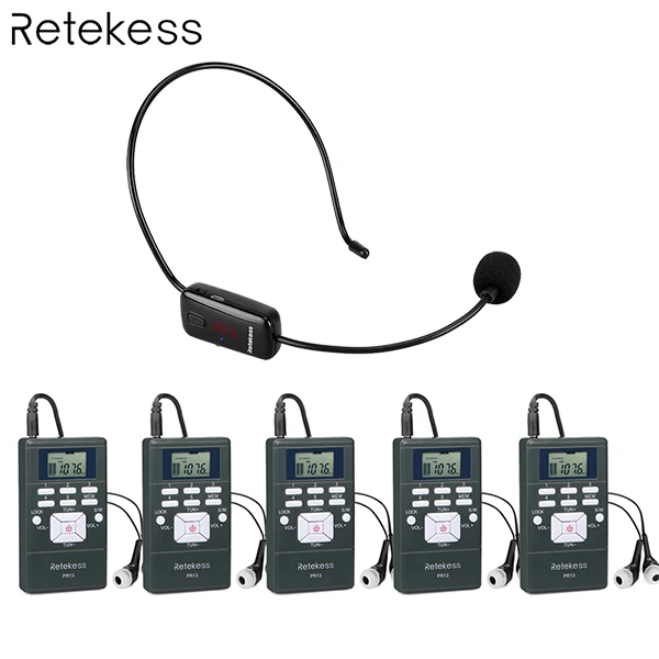 Беспроводная система передачи голоса 1 FM передатчик TR503+ 5 FM радио приемник PR13 для экскурсий и церковных встреч обучение