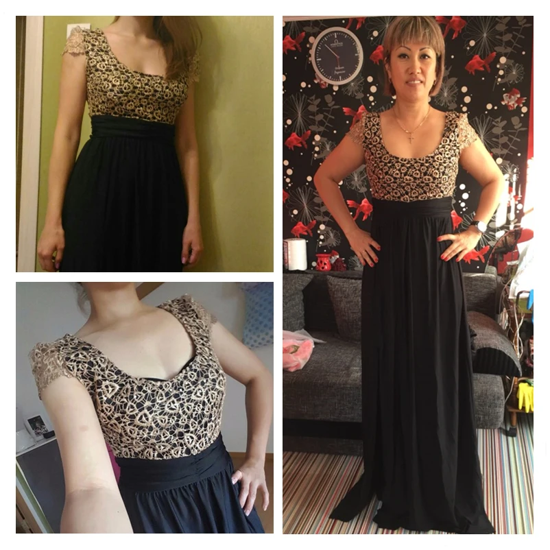 Кружева Шить Спинки Топ Элегантный Длинные Платья Партии Длина Пола Вечернее