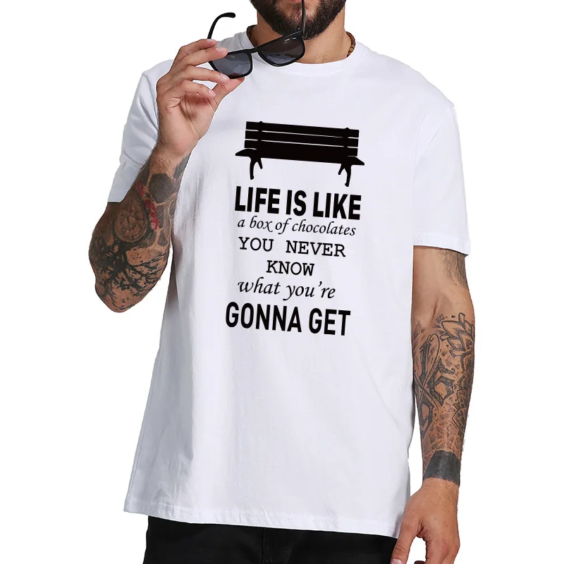 Футболка Life Is Like A Box Of Chocolates Мужская футболка Forrest Gump классические топы с линиями