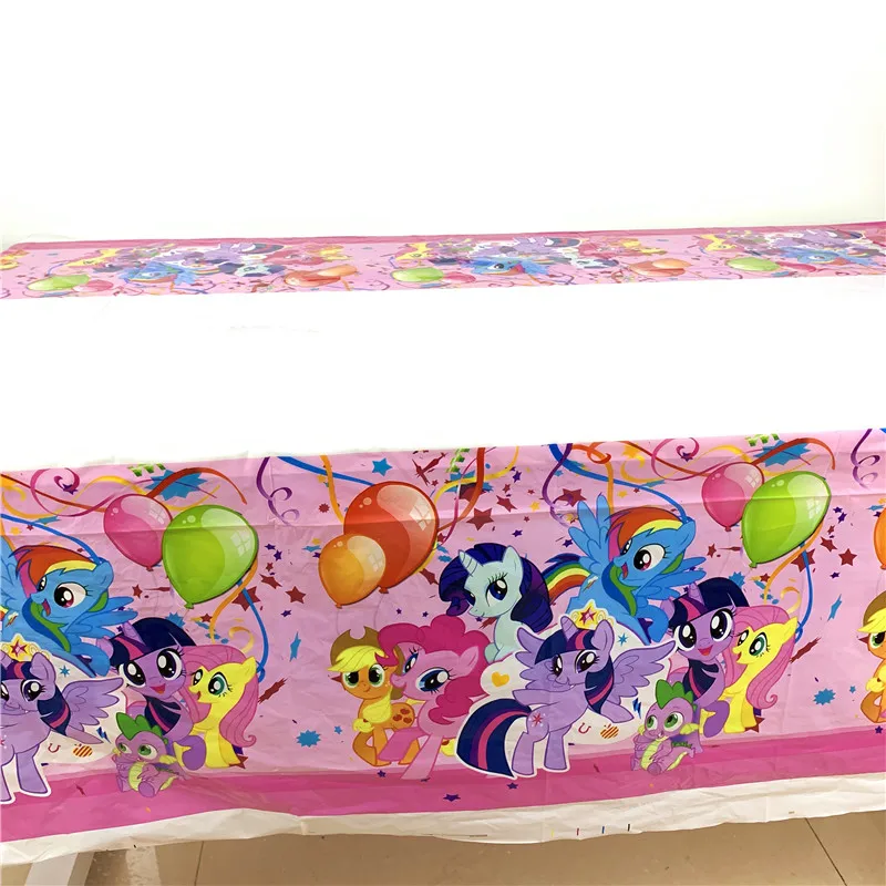 

Birthday Party Decorations Kids My Little Pony Kids Tablecloth Party Supplies Plates Hat Knife Cup Flag Disposable Tableware Set