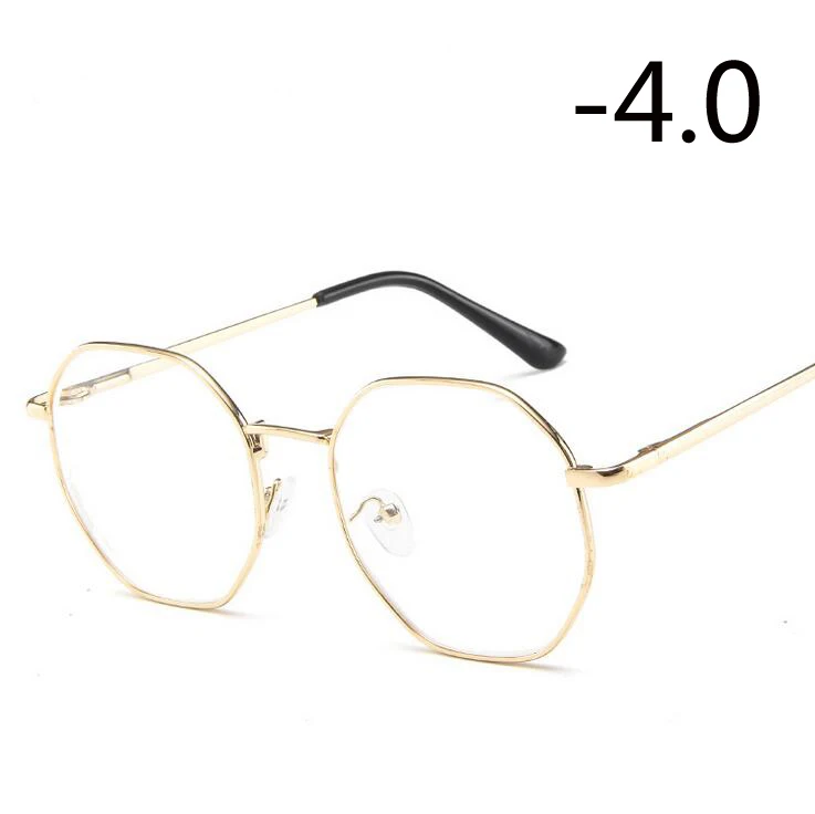 Myopia 400 1,0-1,5-2,0-2,5-3,0-3,5-4,0 женские мужские готовые очки для близорукости Ретро Металлические прозрачные линзы диоптрий очки для унисекс - Цвет оправы: Myopia 400