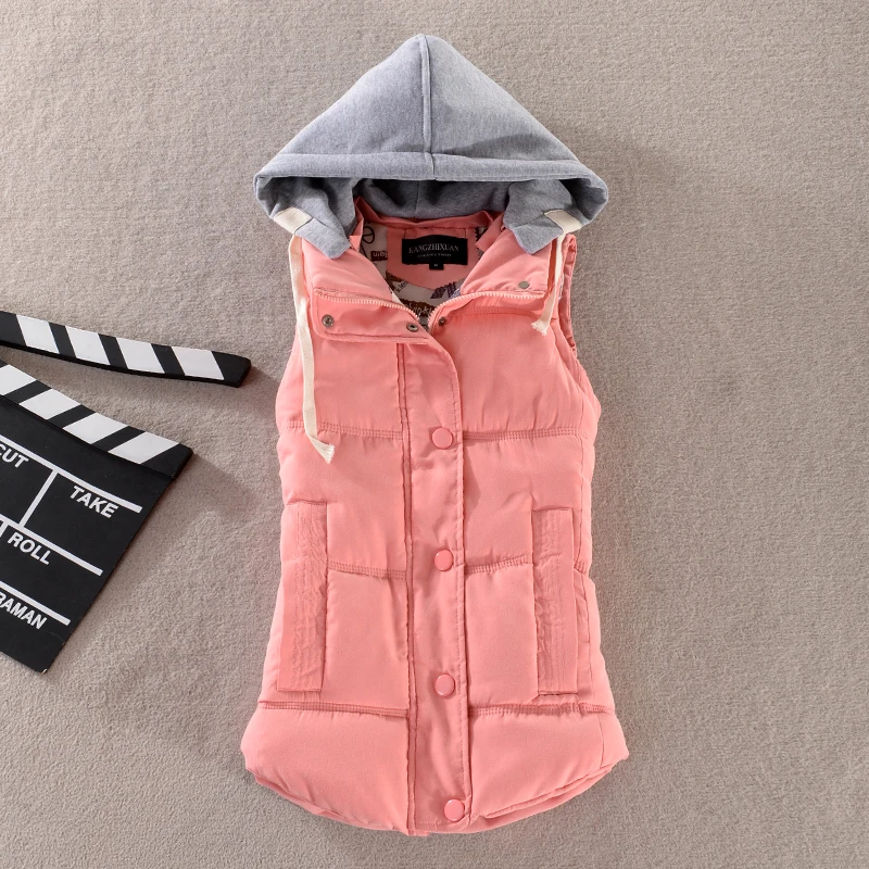 Женская одежда пальто женское зимние Для жилет женский с хлопковой подкладкой с капюшоном без рукавов Повседневное жилет куртка женская зимняя жилетка женская