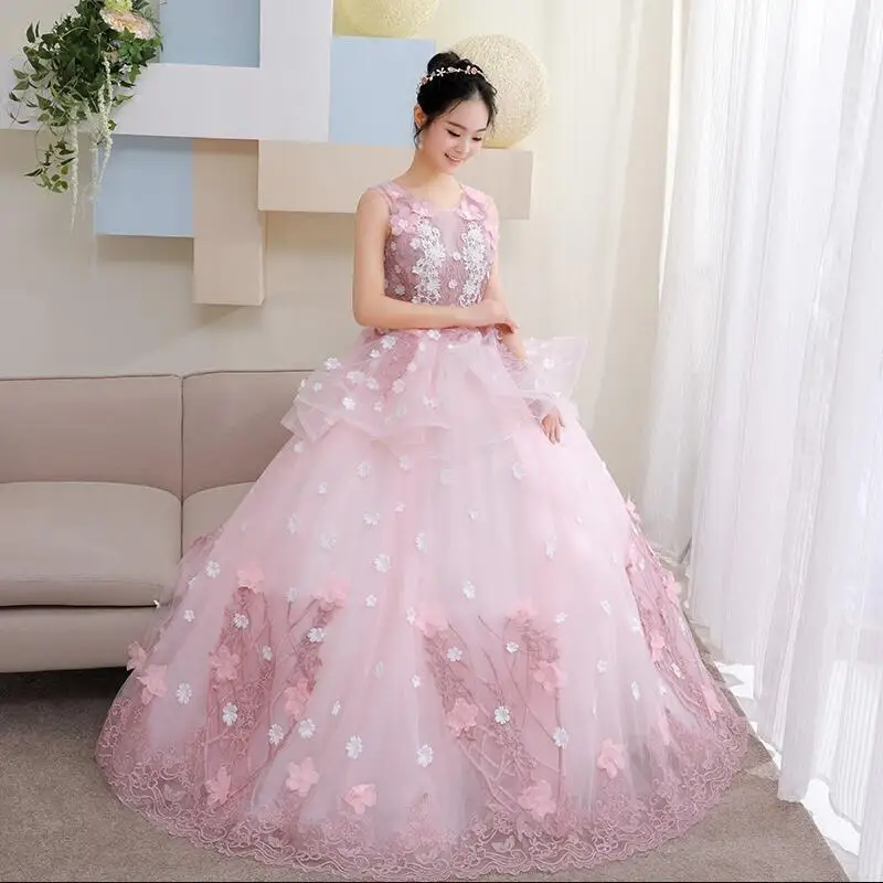 Vestido De 15 anos Бальные платья, дебютантное платье, бальное платье, многоцветное Свадебное бальное платье, милые кружевные вечерние платья с цветами - Цвет: same as picture