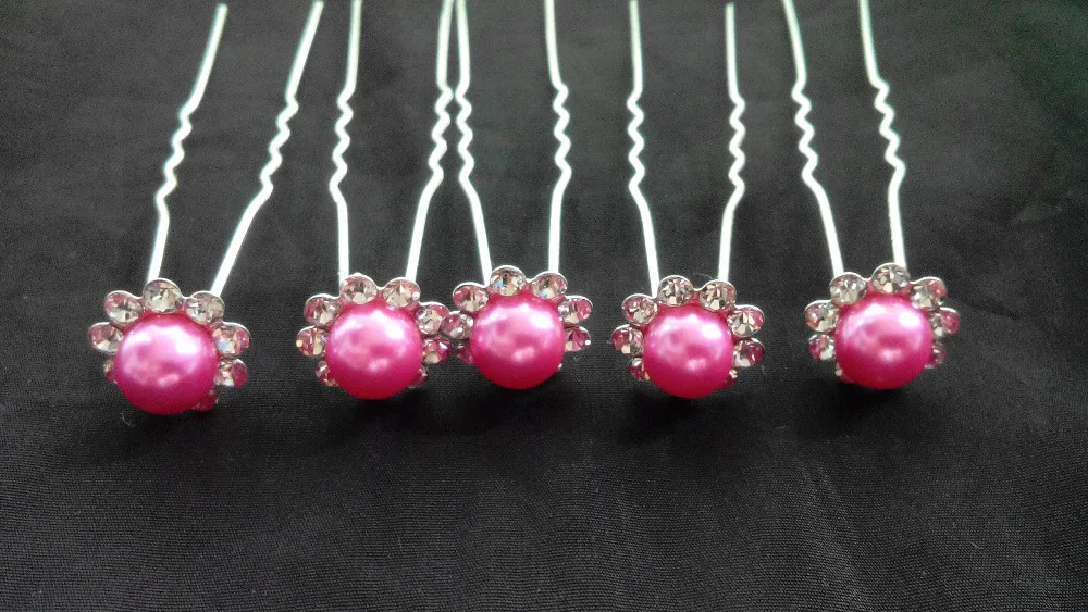 оптовая 20 шт смешивать цвета контакты свадьбы волос rhinestone жемчужина цветок клипы