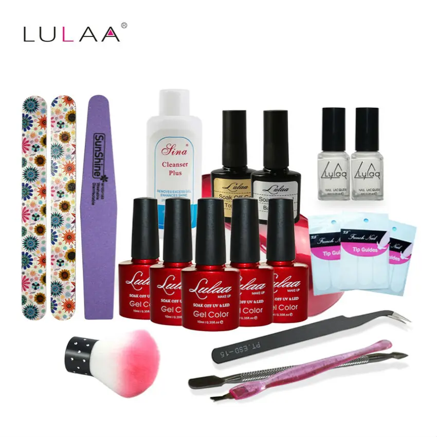 Дизайн ногтей маникюр Инструменты 9wled лампа + 5 цветов 10 мл Soak Off Gel Nail База гель