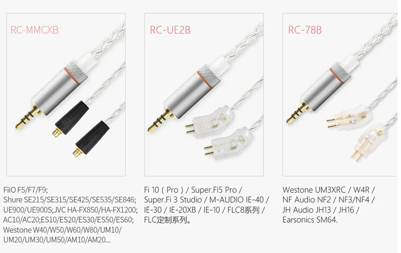 Запасной кабель для наушников FIIO RC MMCXB Для shure SE215 535 UE900 900s Westone W40 w50 w60 w80 UM20 с 2 5 мм 120