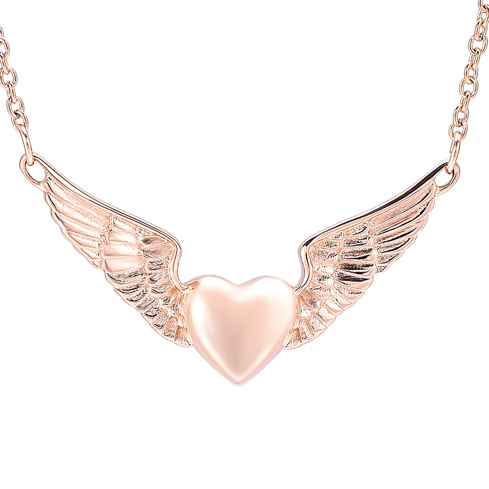 Angel Wing Around Heart Urn Necklace For Human Ashes Cremation Jewelry Ashes Locket Of Loved One's Keepsake Pendant Necklace