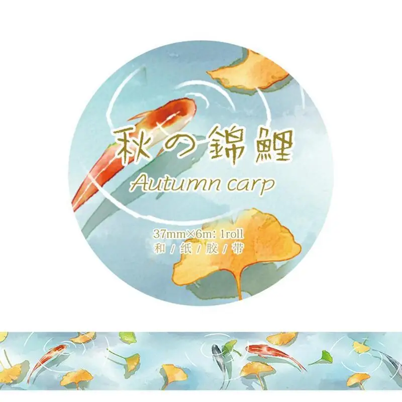 37mm Ancient The Four Seasons Carp Wild Crane Chinese ink Paintings Washi Tape DIY Planner Decoration Scrapbook Masking | Канцтовары для