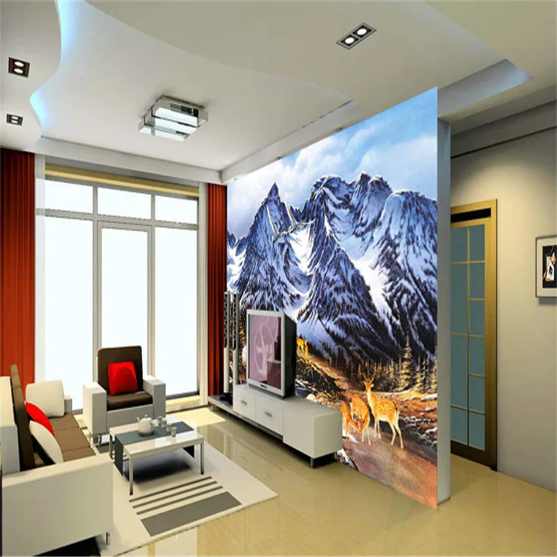 

3D Snow Mountain photo wallpaper mural living room sofa TV background wall bedroom coffee house study lobby wallpaper mural