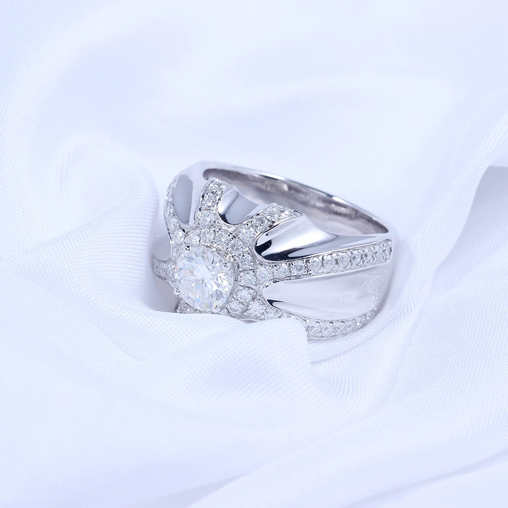 Подлинная 14 К 585 Белое золото 1 карат Центр 6 5 мм F цвет Лаборатория Grown Moissanite с