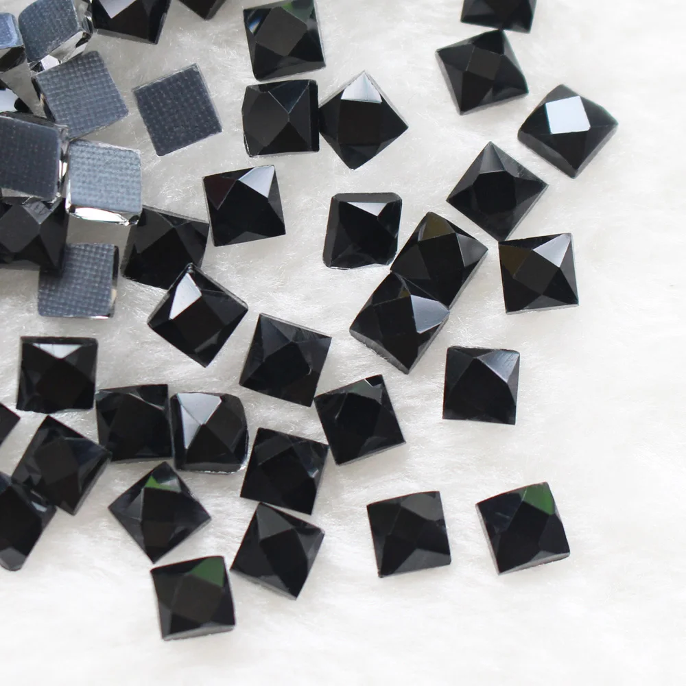 

Black Hot sale Square Hot Fix Rhinestones Flatback Iron on Strass Crystal Trim for Dress Bags DIY Garment Accessories