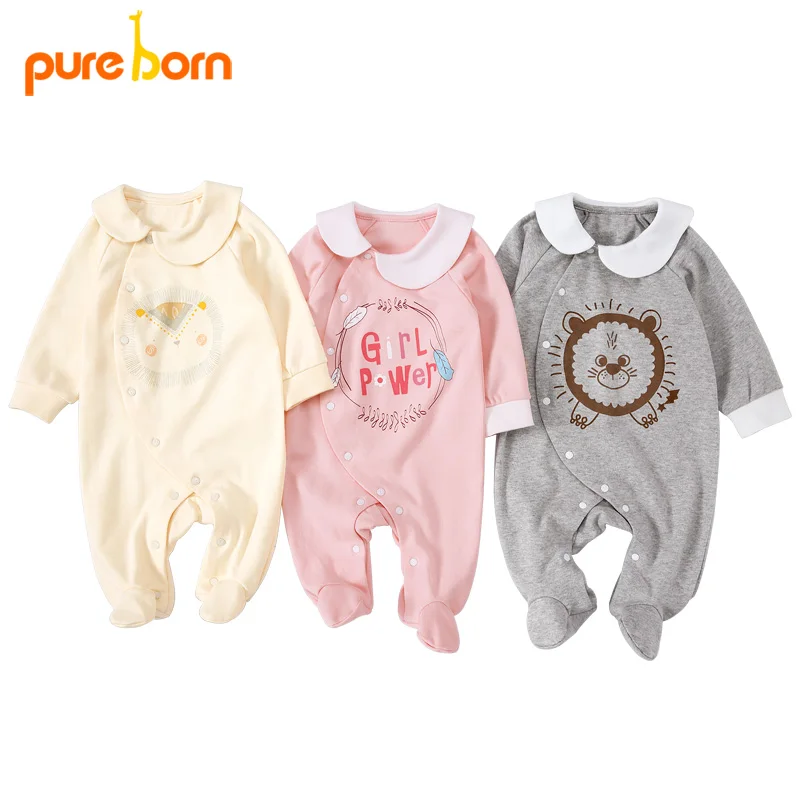 Pureborn/комбинезон для новорожденных Одежда маленьких мальчиков Хлопковая пижама с