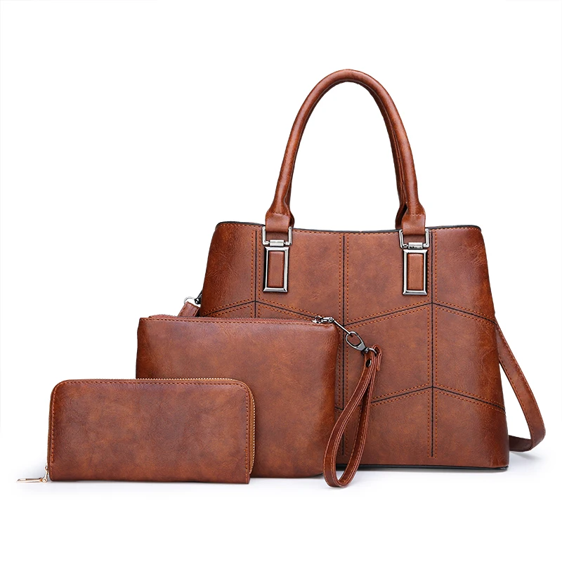 Brown3Sets Элитный бренд Для женщин Сумки комплекты большой Ёмкость Для женщин сумки Высокое качество кожи плеча Crossbody сумки для Для женщин bolsa feminina - Цвет: Brown3Sets
