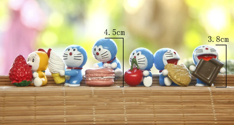 6pcs/lot Doraemon Mini Figures Toys Kawaii With Cookies PVC Action Figure Collectible Model Toy for Home Decor | Игрушки и хобби