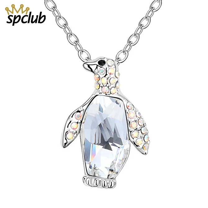 Новые ожерелья с подвесками в виде милых кристаллов Сваровски Пингвин для женщин