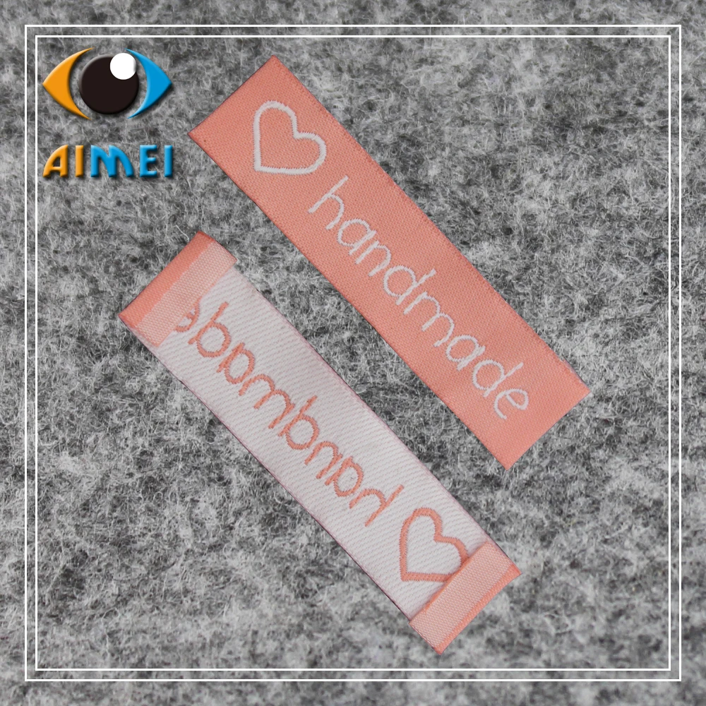 100 шт./лот этикетки ручной работы для одежды ручной работы с сердцем бирки для одежды для шляпы индивидуальная тканая этикетка для одежды Подарочная бирка