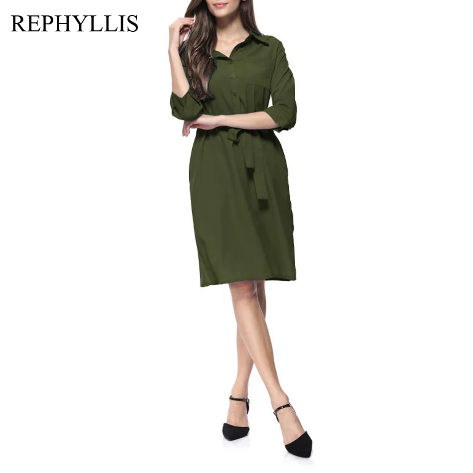 Женское прямое Деловое платье REPHYLLIS элегантное офисное с отложным воротником